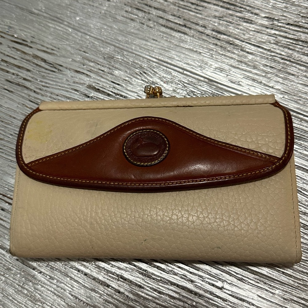 Authentic Dooney & Bourke Leather Trifold Checkbook Wallet